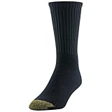 GOLDTOE Men's Cotton Blend Athletic Crew Socks, 6-Pairs, Black, Shoe Size: 6-12.5