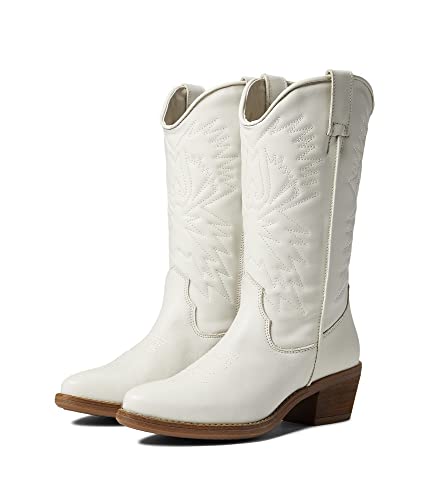 Steve Madden Women's Hayward Western Boot, White Leather, 9