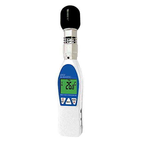 Sper Scientific Wet Bulb Globe Heat Stress Meter 800036 - WBGT Heat Index Monitor with Air Temperature Humidity & Globe Temperature for Workplace Sports & Outdoor Activities