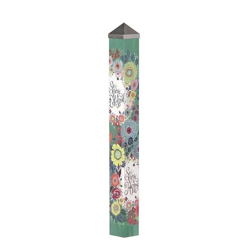 Studio M Art Pole Outdoor Decorative Accessory for Landscaping, Gardens, and Yards, 40 Inches Tall Weather Resistant PVC with Vinyl Wrap, Beyond Blessed