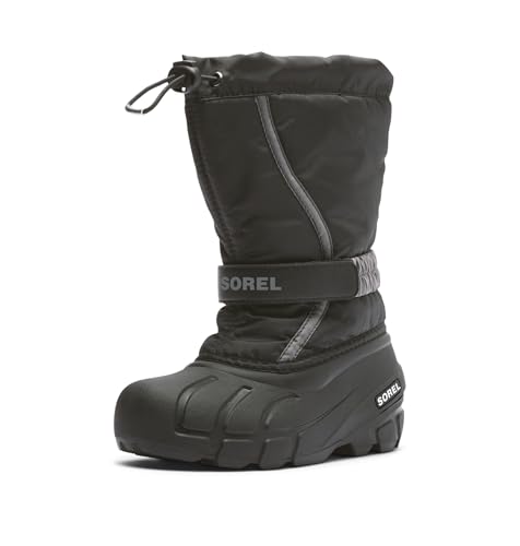 SOREL Children's Flurry Boot - Black, City Grey - 6