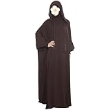 khalat Muslim Prayer Dress Abaya Solid One-Piece Hoodie Abaya Dress for Women Long Maxi Dress Islamic Dubai Jilbab Dark Brown