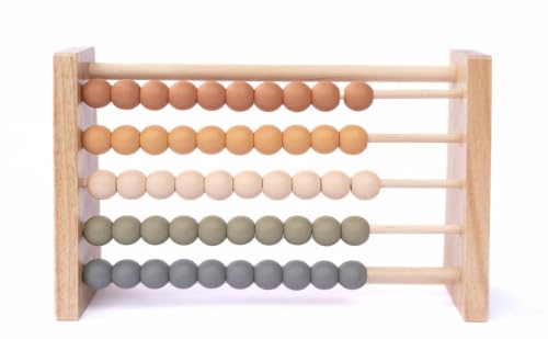 Brooklyn Neutral Boho Abacus - STEM Toy- Boho Nursery Decor and Playroom Decor- Math Toddler Toy with Beads- Montessori Toys - Aesthetic Modern Educational Wooden Toys