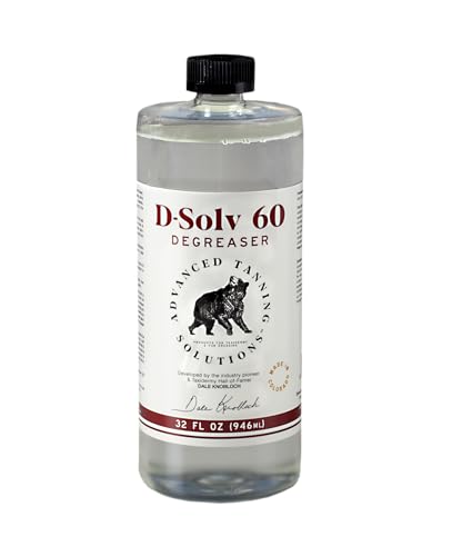 D-Solv 60 Degreaser 32oz by Advanced Tanning Solutions - Aqueous Degreasing Agent for Bear, Beaver, Raccoon, Muskrat Hides - Softens and Cleans for Taxidermy and Fur Dressing