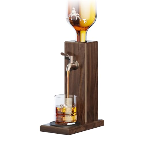 Zero-Leak Ash Wood Whiskey Liquor Dispenser for Home Bar-Leakproof Alcohol Dispenser for Bourbon/Scotch-Includes Liquor Bottle Pour Spouts-Ideal Whiskey Gifts for Men (Father's Day,Birthday)
