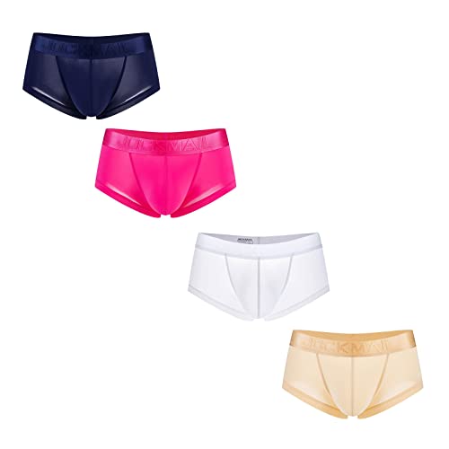 JOCKMAIL 4PCS/Pack Mens Ice Silk Boxer Briefs Mens Breathable Underwear for Daily Wear, Gym & Date Nights