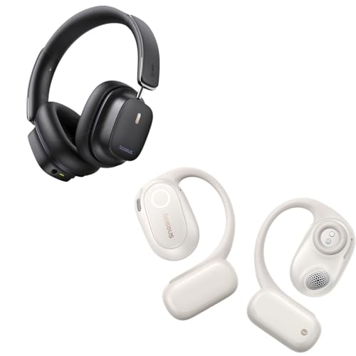 Baseus Bowie 30 Max Over EarHHeadphones with Bowie MF1 Open-Ear Earbuds, Hi-Res Wireless Audio with LDAC, Rich Bass, Comfortable Silicone Cushion Design, 60H Play, AI Clear Calls, Waterproof