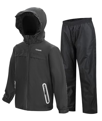 Kids Rain Gear Boys Girls Suit Waterproof Windproof Youth Rain Jacket and Pants Set Windbreak Raincoat for Golf Fishing Hiking Travel School