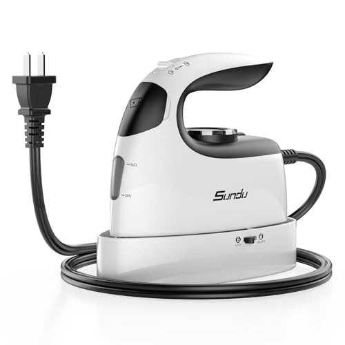 Sundu Small Iron for Clothes with Steam,Travel Iron Portable Non-Stick Soleplate Steamer Samll for Quilting & Sewing,300 Microsteam Holes,90ml water tank,lockable safety base