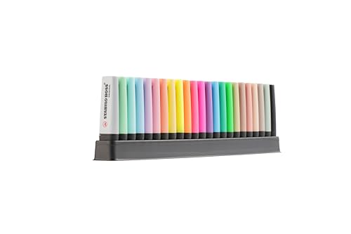 STABILO Highlighter BOSS ORIGINAL - Deskset of 23-8 x Fluorescent + 8 x Pastel + 6 x Nature + 1 Black Marker