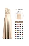 72styles Bridesmaid Dresses for Women, Elastic Pleated High-Waisted Empire Bridesmaid Dress Long Evening Prom Gown for Women Champagne