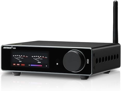 AIYIMA A80 Bluetooth Amplifier DAC Stereo HiFi Home Audio Receiver with PFFB 2.0 Channel Hi-Res Class D Power Amp with PC-USB Coaxial Optical TRS RCA Input