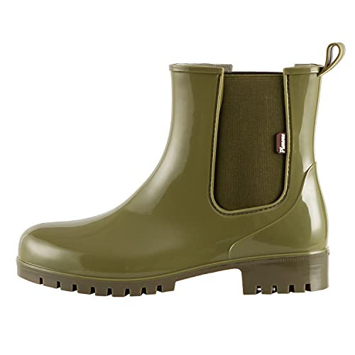 planone Short Rain Boots Women Fashion Waterproof Chelsea Boots for Women Light Outdoor Garden Shoes Ankle Muck Boots for Ladies Non Slip Work Shoes Rubber Boots with Premium Comfort Insole