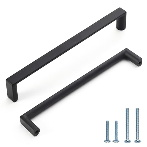 KNOKLOCK 10 Pack 6.3 Inch(160mm) Kitchen Cabinet Handles Matte Black Cabinet Pulls Kitchen Cabinet Hardware Drawer Pulls for Dresser Cupboard Wardrobe