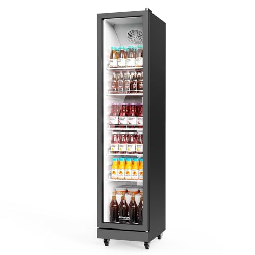 ROVSUN 8 Cu.Ft Commercial Beverage Refrigerator ETL NSF, Merchandiser Refrigerator Display Refrigerator Beverage Cooler Glass Door Fridge w/Adjustable Shelves LED Light for Bar Restaurant Cafe