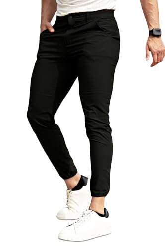 GINGTTO Mens Jogger Pants Skinny Lightweight Workout Pants for Men Slim Fit Tapered Black 32