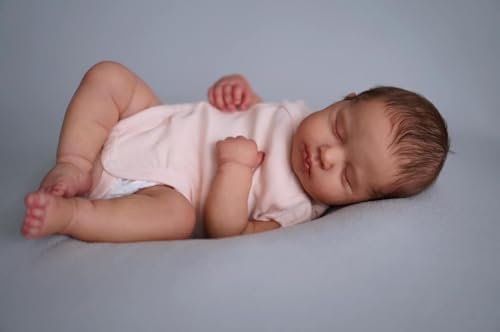 Anano Realistic Reborn Baby Doll Full Body Silicone Waterproof 20 Inch Real Looking Lifelike Sleeping Newborn Baby Girl Dolls Loulou Life Like Toddler Washable Baby Doll, White