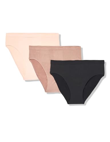 Wacoal Women's B Smooth Hi Cut Brief Panty 3 Pack, Rose dust, Deep Taupe, Black, X-Large