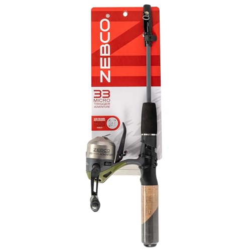 Zebco 33 Micro Adventure Spincast Reel and Fishing Rod Combo, 36-Inch Telescopic Rod, Ultra-Light Power, Moderate Action, Silver/Green