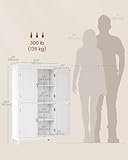 VASAGLE Bathroom Floor Storage Cabinet, Bathroom Storage Unit, Freestanding Cabinet with 4 Doors, Adjustable Shelves, 11.8 x 23.6 x 43.3 Inches, White UBBC552P31