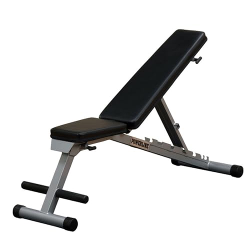 Body-Solid Powerline Folding Bench - 7-Position Adjustable Weight Bench for Home Gym, Incline/Decline, No Assembly Required, Silver/Black (Gray/Black)