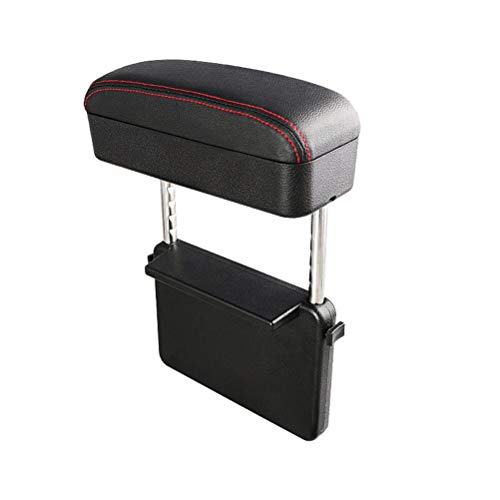 JEYODA Car Armrest Box Adjustable Pad Refit Car Central Lift Armres Storage Organizer Box Arm Rest (Black red line)