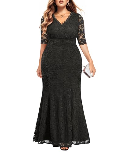 Plus Size Formal Dresses Black Evening Gowns Women Lace Prom Long Wedding Guest Mother Elegant Mermaid Maxi Dress 2025