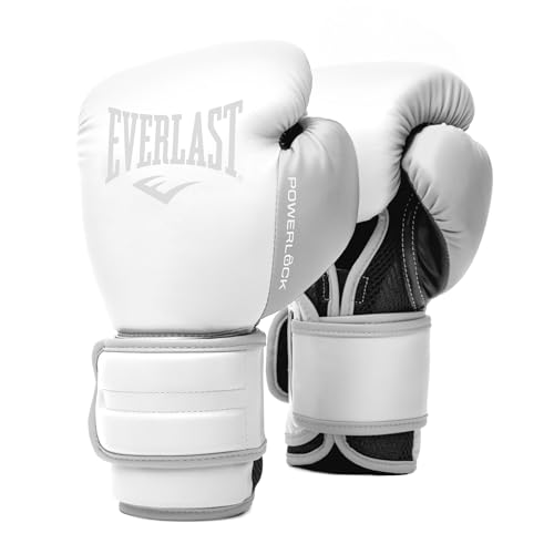 Everlast Powerlock 2 Hook & Loop Boxing Gloves | Fight Training Gloves | Hook and Loop with Durable Hand & Wrist Support | Heavy Bag & Fitness Training (White, 12 oz)