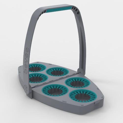 Bevee Reusable 6 Cup Drink Carrier for Coffee Runs Takeout Delivery | Uber Doordash | Foldable Portable Compact Durable Secure | Holder Caddy | Hot & Cold Cups | Comfort Handle (Earl Grey)