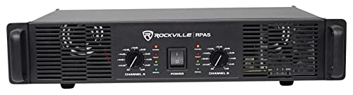 Rockville RPA5 400w RMS 2 Channel Power Amplifier, Stereo/Bridgeable, Built-in Crossover, Lightweight, for DJs and Live Sound
