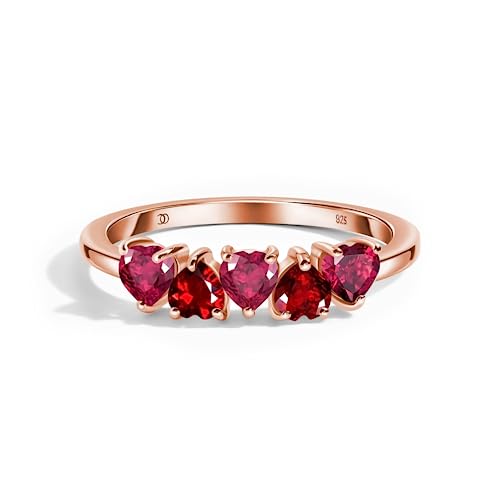 Moon Magic - Authentic Ruby Garnet Ring - Crush on You / 18K Rose Gold Red Stone Rings for Women/Genuine Gemstone Jewelry