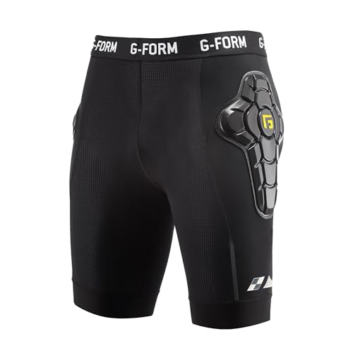 G-Form EX-1 Short Liner - Athletic Shorts for Men - Protective Shorts for Cycling, Mountain Biking & Snowboarding & More - Black/Yellow, Adult Medium