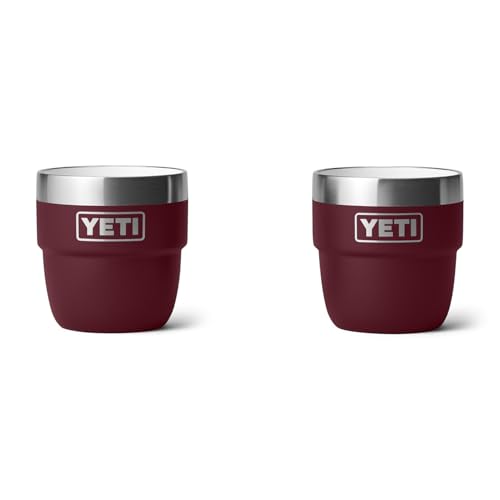 YETI Rambler 4 oz Stackable Cup, Stainless Steel, Vacuum Insulated Espresso/Coffee Cup, 2 Pack, Wild Vine Red