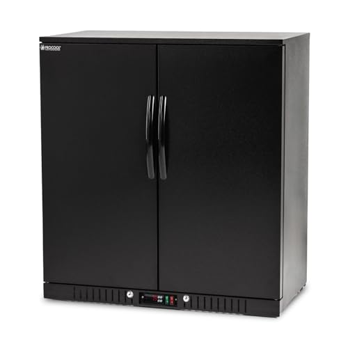 Procool 2-Door Counter Height Beverage Refrigerator - 36" Wide Energy Efficient Black Bar Fridge With LED Lighting - Commercial Back Bar Cooler