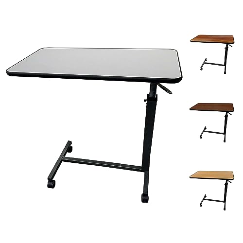 ProHeal Medical Overbed Table with Wheels and Adjustable Height - Gray Rolling Over Bed Table for Home and Hospital Use