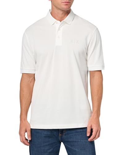 Armani Exchange Men's A|x Black and Gold Polo, Off-White, Large