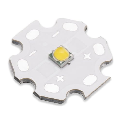 LEDGUHON 5Pcs 3W White 3535 SMD High Power LED Chip with Aluminum Plate 20mm Star PCB Base Heat Sink Led Chip Replacement(120deg,White 8000K-10000K,DC 3.0-3.4V,700mA)