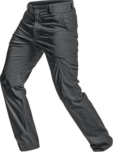 CQR Men's Quick Dry Tactical Pants, Water Resistant Outdoor Pants, Lightweight Stretch Cargo Work Hiking Pants, Runyon Cargo Pants Charcoal, 32W x 32L