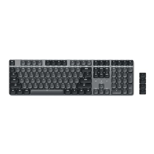 Satechi SM3 Mechanical Keyboard,108 Keys Full Size Keyboard with White LED Backlit, Wired and Bluetooth Keyboard for Mac and Windows - Dark Gray/Gray