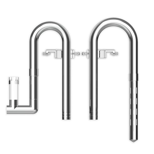 FZONE Upgraded Aquarium Lily Pipe, Outlet with Surface Skimmer, Stainless Steel Inflow and Outflow Set for Freshwater Aquariums, 5/8" ID (16/22mm)