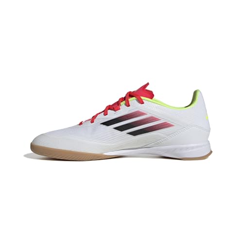 adidas Unisex F50 League Football Boots Indoor Football Boots, Cloud White Core Black Solar Yellow, 8.5