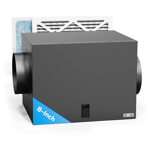 Filter Box 8 inches with Efficient Box Fan Filter, Duct Filters Box for Fresh Air Intake and Improved Airflow, HVAC Filter Box for Family, Factory, Minerals, Planting Tents
