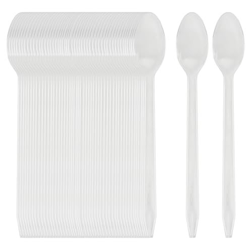 Cornucopia Brands Plastic Ice Cream Spoons Long-Handled (100-Pack); Bulk Clear Disposable Soda and Sundae Spoons w/Long Handles