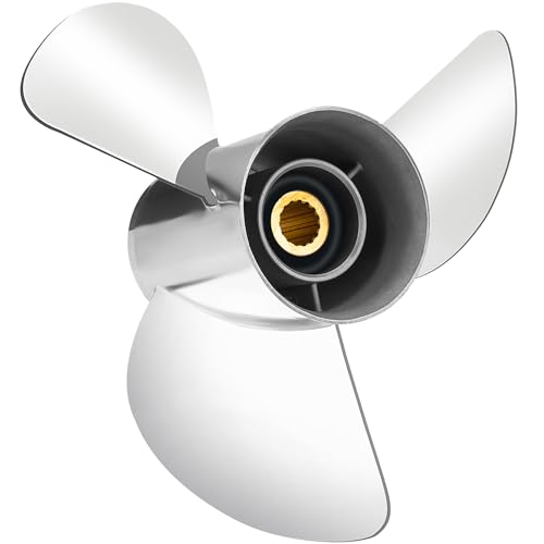 VIF YBS Boat Propeller for Yamaha Engines OEM Upgrade Stainless Steel Outboard Motors 60/70/75/80/85/90/100/115 HP Semi Cleaver Blades 15 Tooth, RH,15p 17p 19p (13 1/2 x 15)