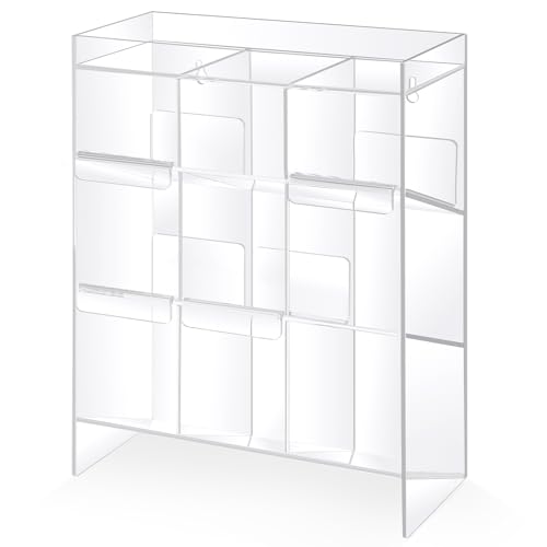 Colingmill Clear Acrylic Tube Rack with 9 Compartment and 4 Pull Out Trays Large Tube Holder Wall-Mounted and Countertop Lab Organizer Stand for Storage (16 x 12 x 5. 5 Inches)