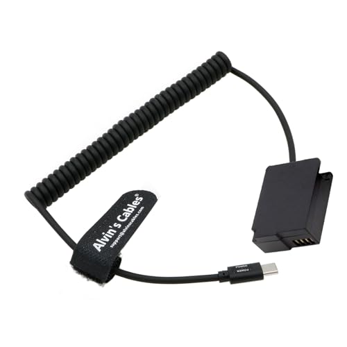 Alvin's Cables DMW-DCC8 Dummy Battery to PD USB-C Coiled Power Cable Replace DMW-BLC12 Power Adapter for Panasonic Lumix DMC-G5 G6 G7 GX8 G80 G81 G85 GH2 DMC-FZ200 FZ300 FZ1000 FZ2000 FZ2500 Cameras