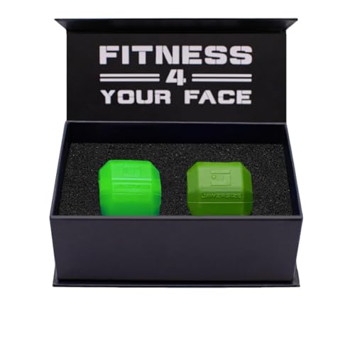 Jawzrsize Jaw Exerciser For Men - Pop N Go Guys Pack Intermediate Green and Advanced Green Jaw Trainer, Jaw Clenching Relief, Double Chin Reducer, Jawline Shaper and Neck Exerciser