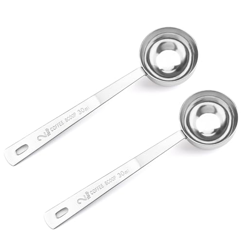 2 Pcs Tablespoon Measuring Spoon, 30ML Stainless Steel Coffee Spoons,Coffee Scoop,Long Handled Tablespoon,Suitable for Grinding Coffee,Powder