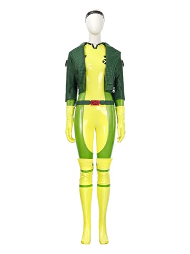 Women's Superhero Rogue Cosplay Costume Bodysuit Full Set Superhero Costume Jumpsuit For Halloween (Small)