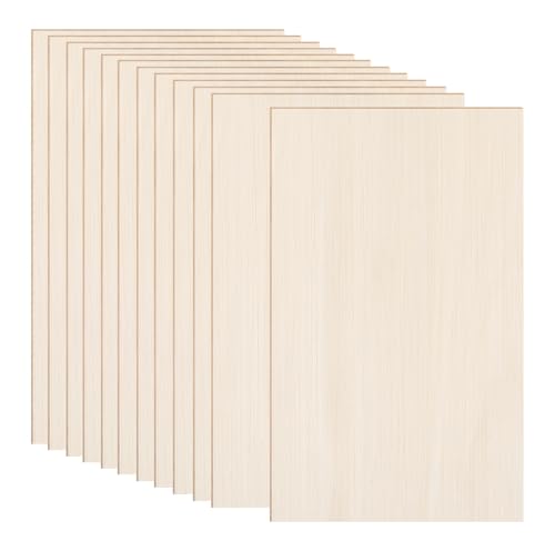 12 Pack Basswood Sheets 12 x 8 x 1/13 Inch Thin Plywood Balsa Wood Boards for Crafts, Laser Cutting, Wood Burning and Drawing